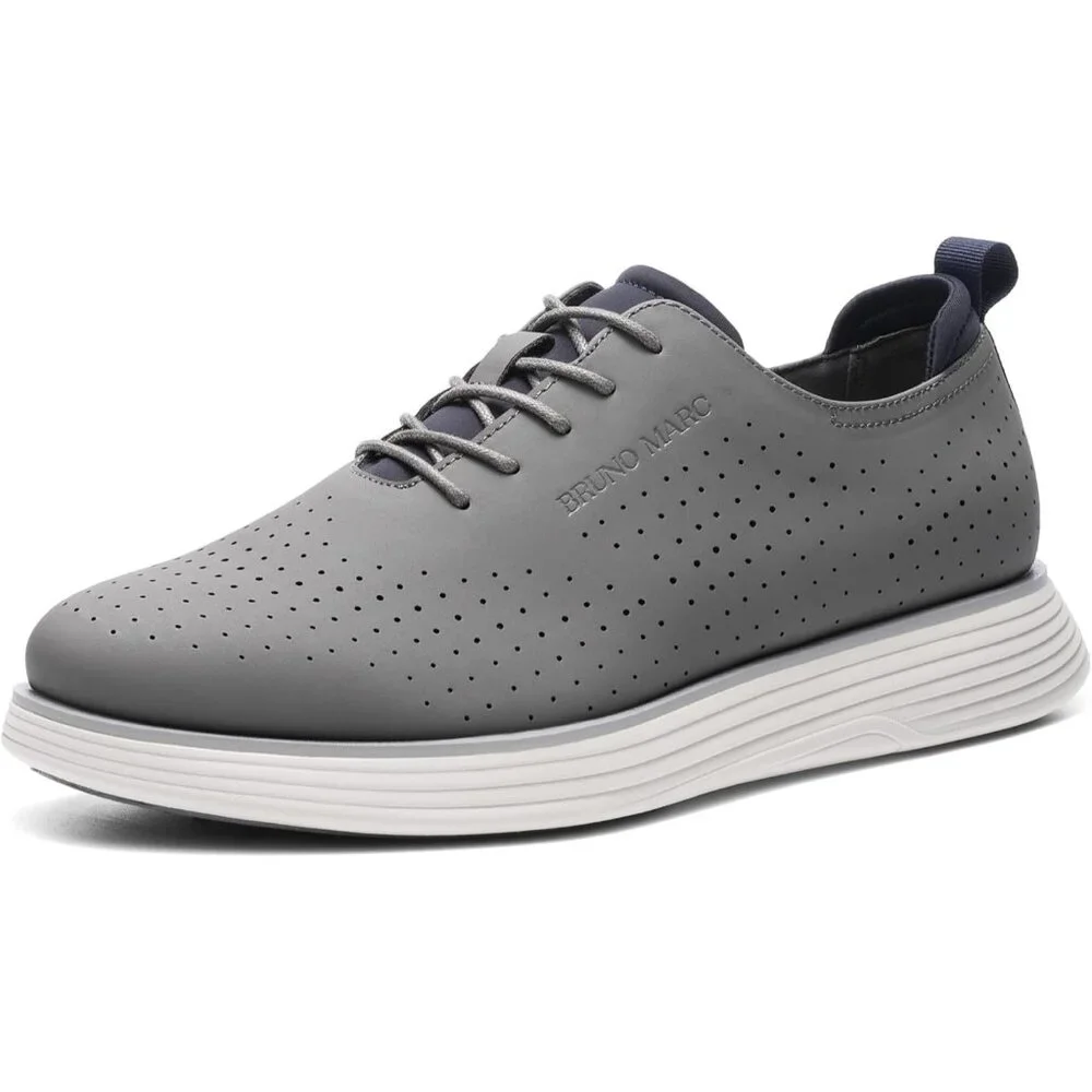 ⚡ Men's Grey Pu Max Flex Fashion Dress Sneakers Oxfords Classic Casual Shoes